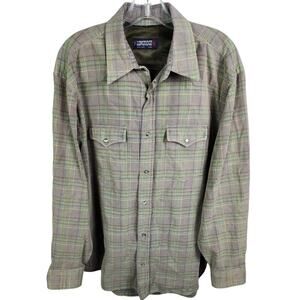 Vintage Longridge Western Snap Up Shirt Large Plaid Corduroy Western RARE Cabin